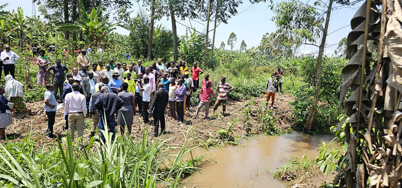 Inspecting the project site in Kakukuru